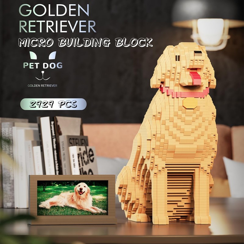 HONLANCH Animal Dog Series Golden Retriever Micro Building Blocks Set(2929PCS)
