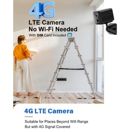 LuminiCam 4G LTE Cellular Security Camera –2K HD No Wi-Fi Needed Wireless Indoor Cameras with SIM Card, Night Vision, AI Motion Detection, Battery Powered for Cabin, RV, Barn,Off-Grid Use