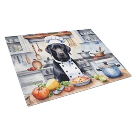 Caroline's Treasures DAC6276LCB Black Labrador Retriever The Chef Glass Cutting Board Decorative Tempered Glass Kitchen Cutting and Serving Board Large Size Chopping Board