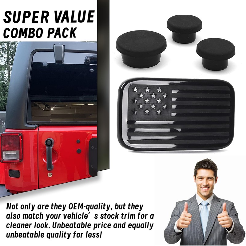 VIKOS Products (Combo Pack) 3 Pieces Wrangler Tailgate Plugs and
