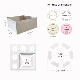 SAHROO Bento Cake Box - Easy to Assemble White 4-inch Cake and 5 Cupcakes Box With Insert - 5 Sets Base for Family Birthday Party Mother's Day