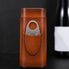3 Finger Cigar Case Iron Cover Portable Soft Glossy Leather