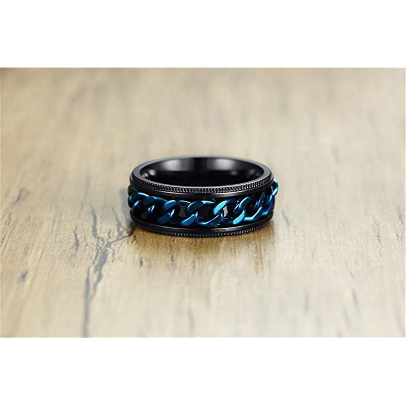 PAURO Men's Stainless Steel Europe America Blue Chain Rotatable Black