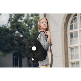 VANKANY Black Backpack for Teen Girls, Aesthetic Corduroy School Bag with 15.6" Laptop Compartment Cute Bookbag for Women College Students