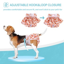 Avont 3 Pack Washable Female Dog Diapers, Reusable Period Diapers Cover for Girl Doggies Heat Cycle, Incontinence -Strawberry/Orange/Cherry(L)