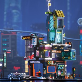 Brixelion Cyber Repair City Building Set, 2098Pcs Buildings Blocks Sets, Cyberpunk Street View Collection Future-City Modular Model Kits for Teens Boys Girls Adults Gifts Home Decor