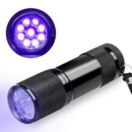 CFIKTE UV LED Flashlight Black Light UV Lights 9 LED Ultraviolet Blacklight Flashlights Pets Urine and Stains Detector on Clothes Carpet Rugs (5 Pack)