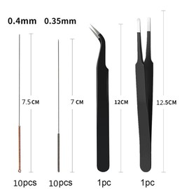 3D Printer Nozzle Cleaning Kit 10pcs 0.4mm,10pcs 0.35mm Needles and 2pcs Tweezers Cleaner Tool 3D Printer Parts, Stainless Steel Nozzle Cleaning Tool Kit, 3D Printer Cleaning Needles¡­