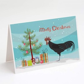 Caroline's Treasures BB9208GCA7P Minorca Ctalalan Chicken Christmas Greeting Cards and Envelopes Pack of 8, Teal Blank Cards with Envelopes Whimsical A7 Size 5x7 Blank Note Cards