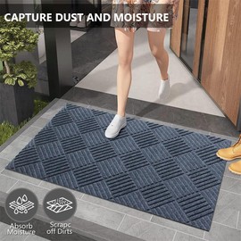 Door Mat Outdoor, Heavy Duty Durable Welcome Mat Outside, Large Front Door Mats, Doormat Indoor Entrance, Outdoor Mat, Anti-Slip Rubber Door Mat for Patio Porch, Washable Entryway Mat, 5FTX14FT, Gray