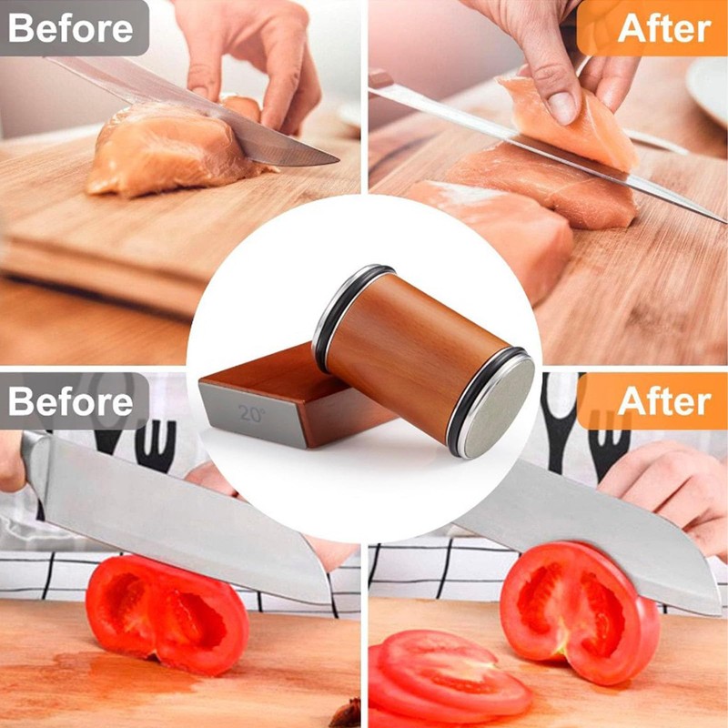 BomCot Rolling Knife Sharpener Kit, Diamond and Ceramic Discs Roller