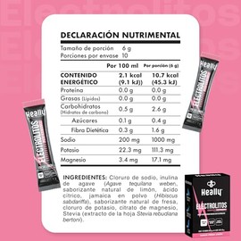 Electrolitos en Polvo Sin Azúcar HEALLY