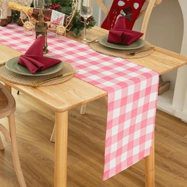 Essifunia Waterproof Checkered Tablecloth Runner Fabric - Rectangle 12x108 Inch Classic Gingham Buffalo Plaid Table Cloth for Indoor/Outdoor Use - Table Cover for Kitchen, BBQs, and Parties