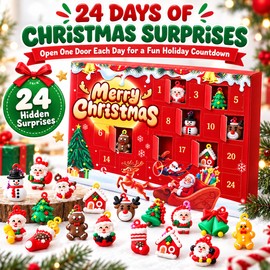 Christmas Advent Calendar with 24 Mini Holiday Surprises, 24 Day Countdown Gift Box for Kids & Adults, Festive Christmas Charm Calendar for Gifts, Treasure Hunts & DIY Crafts