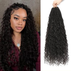 YYQXZG 24 Inch Boho Faux Locs Crochet Hair 8 Packs Pre-looped Boho Soft Locs Crochet Hair with Curly Ends for Women (4#, 24inch)
