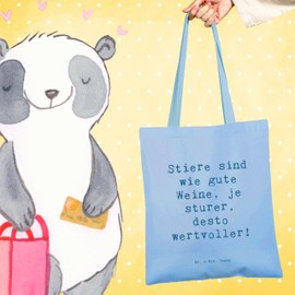 Mr. & Mrs. Panda Tragetasche Spruch Sturer Stier - Geschenk, Stoffbeutel, Beuteltasche, Inspiration, Geduld, Einkaufstüte, Stier Eigenschaften, Stier