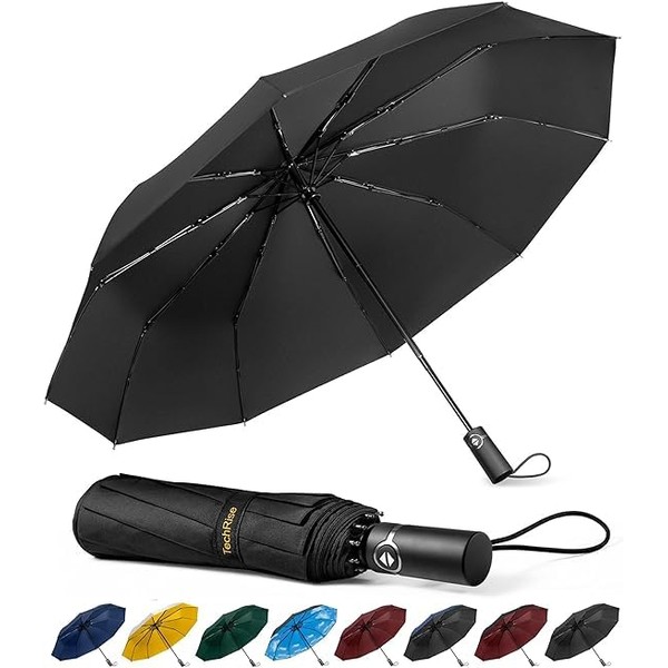 TechRise Umbrella Pocket Umbrella Storm Resistant Large -10 Ribs Windproof