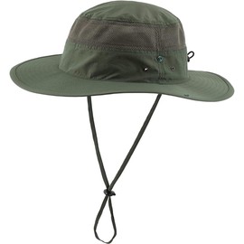 Connectile Unisex Outdoor Mesh Safari Hat, Solid, Wide Brim, UV Protection, Sun Protection, Fishing Cap, light army green