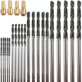 Drilax 24-Piece Diamond Drill Bit Set (1mm, 1.5mm, 2mm, 2.5mm) Compatible with Dremel Rotary Tools, Includes 4 Collets – for Stones, Sea Glass, Shells, Gemstones & Jewelry