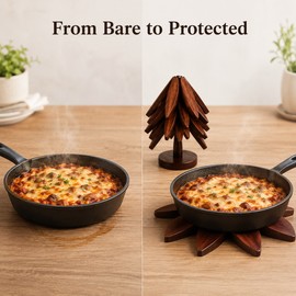 Wooden Trivets for Hot Dishes Decorative Christmas Tree Shape, Kitchen Wood Tree Trivet for Hot Pots and Pans 8” Heat Resistant