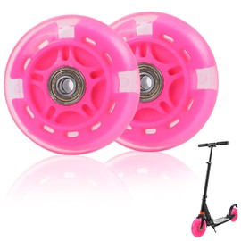 Niuoppy 2 PCS Scooter Wheels Replacement 80mm, Flash Scooter Replacement Wheels, ScooterSpare Wheel for Scooters Swing Car (Pink)