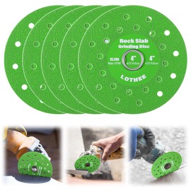 Lothee 5 Pcs Rock Slab Grinding Disc, 4 Inch Glass Cutting Disc for Angle Grinder, Glass Ceramic Diamond Cutting Blade for Grinding Jade, Crystal, Wine Bottles, Tile