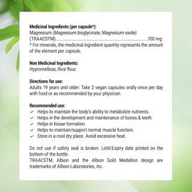 Nested Naturals Magnesium Glycinate Chelate - Magnesium Supplement for Sleep Support - 120 Vegan Capsules