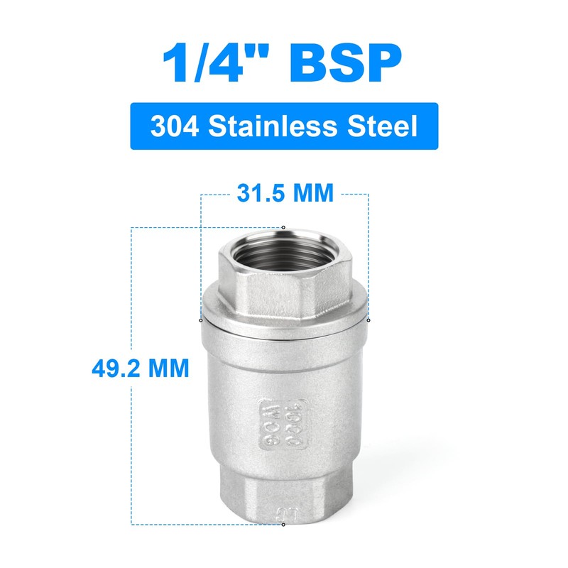 ERGAOBOY Vertical Check Valve, 1/4" BSP Female SUS 304 Vertical
