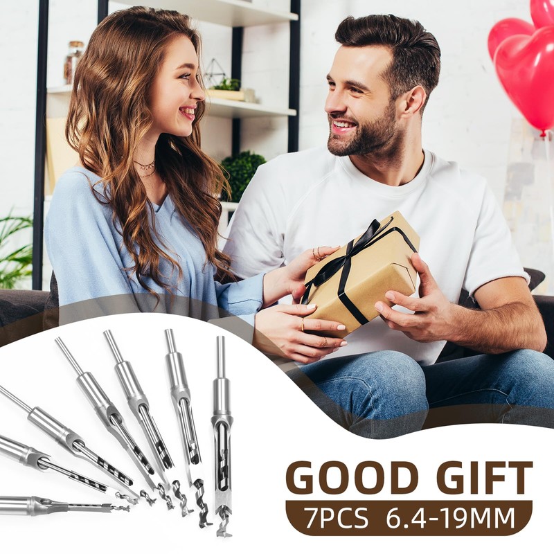 Square Hole Drill Bits, 7Pcs Wood Splitter Drill Bit Set,