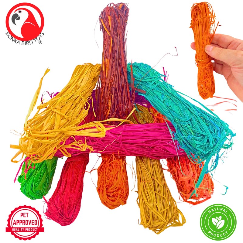 Bonka Bird Toys 1153 Raffia Bundle 7" x 1.5" Non-Toxic