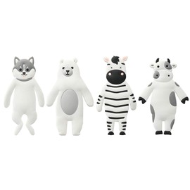 Fumemo Wall Hanging Hook Clip Holder Cable Earphones Freely Bendable Bend Ideas Convenient Goods, Cute Animals, Dogs, White Bears, Animals, Set of 4