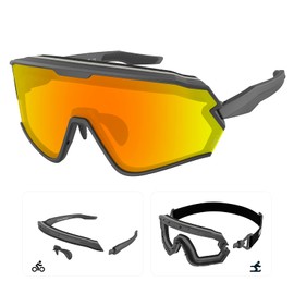 Gafas de ciclismo y esquí, convertibles 2 en 1 para hombres y mujeres, UV400 antivaho