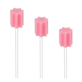 (100PCS) Disposable Mouth Swabs Sponge - Unflavored & Sterile Oral Swabs Dental Swabsticks for Mouth Cleaning (Pink)