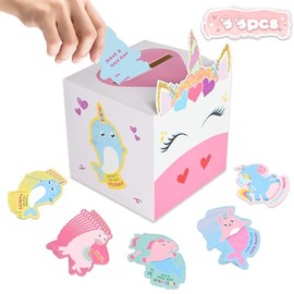 MyersCostume Valentine Boxes,Valentines Day Cards,for Exchange Prizes Favors,Including 1 Mailbox and 33 Valentine Cards (Type-1)