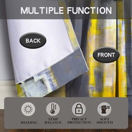 MCALK Grey and Yellow Kitchen Curtains Tiers and Valances Set 3 Piece for Windows Modern Abstract Art Kitchen Window Curtains Set,Black Contemporary Trendy Valances for Living Room(36" Tiers Set)