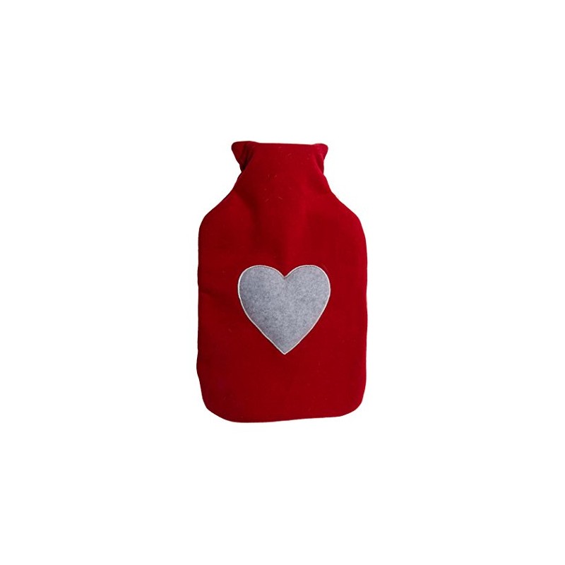 Hot Water Bottle with Heart 100% Polyester Cover Approx. 32