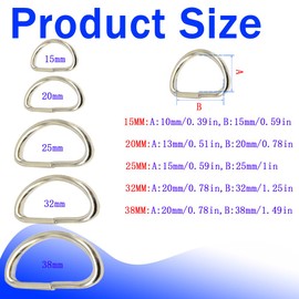 Yosawo D Rings Buckle Metal D Rings for Backpack Belt Buckles Handbags Craft Accessories, Sliver