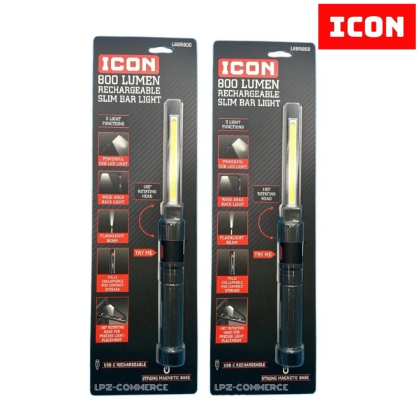 Braun “2 Pack ICON Rechargeable Magnetic Slim Bar Work Light