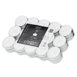 EDZARD Pack of 30 Tea Lights White Premium Wax Aluminium Cup Diameter 39 mm Unscented Burning Time 4 Hours