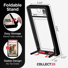 COLLECT3D PSA Slab Display 10 Pack (Black) - Graded Trading Card Frame Display with Folding Stand - Secure Protection - Easy Fit - Easy Storage