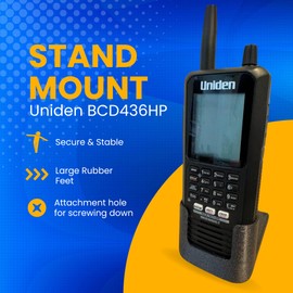 Head Concepts Stand for BCD436HP - Secure Desk Mount for Handheld UHF Radio, Police Scanner, Vehicle Electronics, Table Use - 10° Tilt for Easy Display - Durable Design Includes Screw - Made in USA