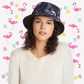 KUMSODE Women's Men's Fishing Hat Duck Hat Fishing Hat Fashionable Summer Hat Outdoor Fishing Hat Head Circumference 56-58 cm, Black flamingo