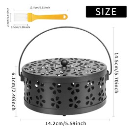 Mosquito Spiral Holder, Portable Mosquito Spiral Container, Incense Sticks Holder, Sandalwood Metal Incense Stick Holder, Movable Mosquito Coil Holder with Cleaning Brush (I)