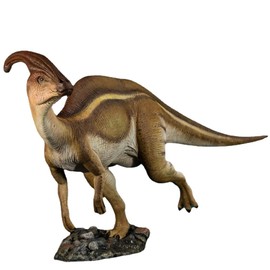 XINPANYIAN 1:35 Nanmu Parasaurolophus with Base Figure Nutcracker Soldier Statue Dinosaur Model Running Posture (Brown Color)