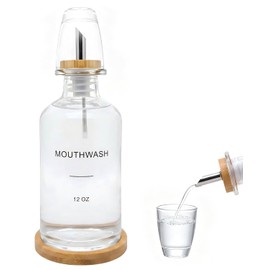 BONLONG Glass Mouthwash Dispenser for Bathroom, Clear