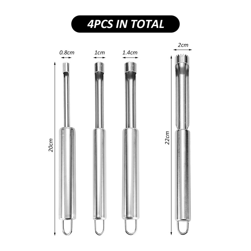 HINFHI 4 Pieces Of Stainless Steel Apple Core Removal Tool,