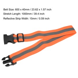 sourcing map Reflective Belt Bands 24x1.6 Inch Strip High Visibility Reflective Running Gear for Cycling Running Walking Orange