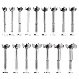 Forstner Drill Bits, Titanium Coated Alloy Steel Woodworking Hole Saw HSS Drill Bit Sets Tungsten Steel Boring Set Great for Making Clean Flat-Bottomed Holes in Wood