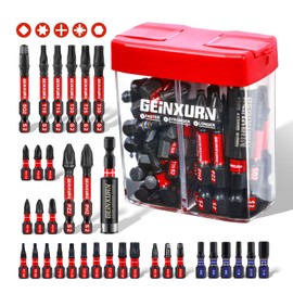 Geinxurn 43Pieces Impact Screwdriver Bits Set with Colorful Boxes, Magnetic (Phillips/Pozi/Square/Torx/Hex) S2 Steel Multi Driver Bits