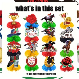 cocomigo Derby Centerpieces Set includes16pcs Derby Centerpieces, Derby Decorations for Horse Racing Derby Party Supplies